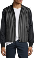 Thumbnail for your product : Rag & Bone Irving Striped Bomber Jacket with Leather Sleeves, Black/White