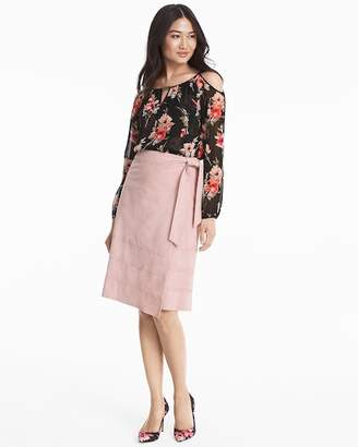 Whbm Suede Whipstitch Wrap Skirt