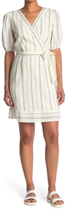 London Times A-Line Blouson Sleeve Stripe Print Dress