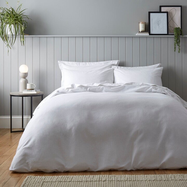 Dunelm Soft & Cosy Luxury Brushed Cotton White Duvet Cover and