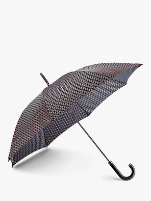 Fulton Foulard Print Walking Umbrella, Black/Pink