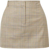 Tibi - Cooper Prince Of Wales Checked Wool And Silk-blend Mini Skirt - Beige