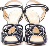 Thumbnail for your product : Charlotte Olympia Navy Cotton & Leather Admiral Heels