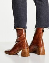 Thumbnail for your product : ASOS DESIGN Raider mid heel ankle boots in tan