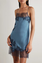 Thumbnail for your product : Carine Gilson Chantilly Lace-trimmed Silk-charmeuse Chemise