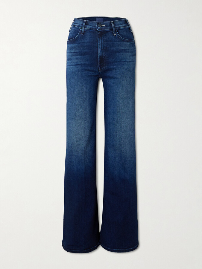 Mother The Hustler Roller Sneak High-rise Wide-leg Jeans - Blue