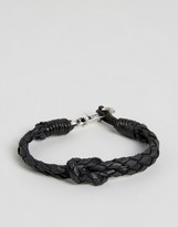 Thumbnail for your product : ICON BRAND Anchor Leather Bracelet In Black