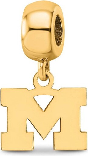 Black Bow Jewelry Co. BlackBowJewelry14kYellowGoldPlatedSterlingSilverMichiganWolverinesNCAAExtraSmallLogoBeadCharm