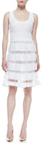 Thumbnail for your product : Tracy Reese Easy Sleeveless Sheer Stripe-Skirt Dress, White