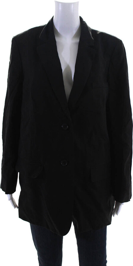 Womens The Cotton Linen Blazer Black