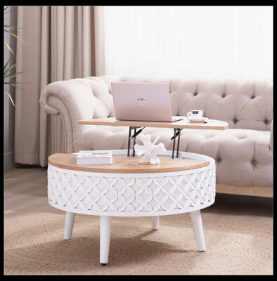 Dakota Fields Round Coffee Table With Storage – 31.5\