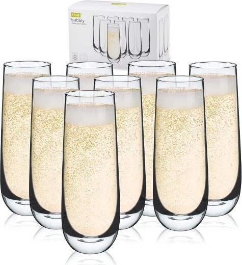 True TrueStemlessChampagneFlutesGlasses,StemlessMimosaGlasses,WineFlutesGlass9ozSetof8