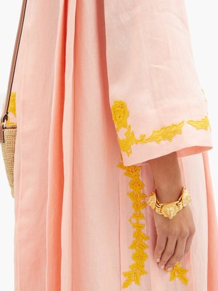 Gucci Floral Lace-applique Linen Kaftan - Light Pink