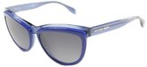 Thumbnail for your product : Alexander McQueen AM 4247 8RD Blue And Navy Plastic Cat Eye Sunglasses Grey Gradient Lens
