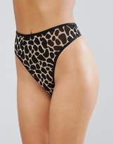 Thumbnail for your product : ASOS Mix & Match Leopard & Fishnet High Waist Thong