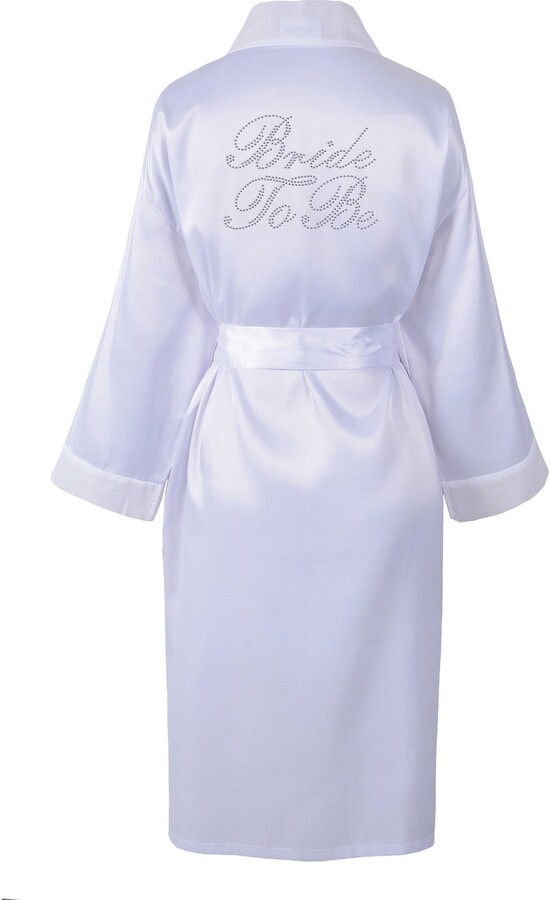 Varsany Bride to Be Luxury Satin Crystal Bridal Bathrobe Handmade