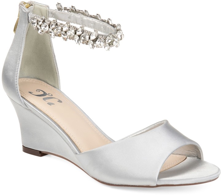 silver dress shoes wedge heel