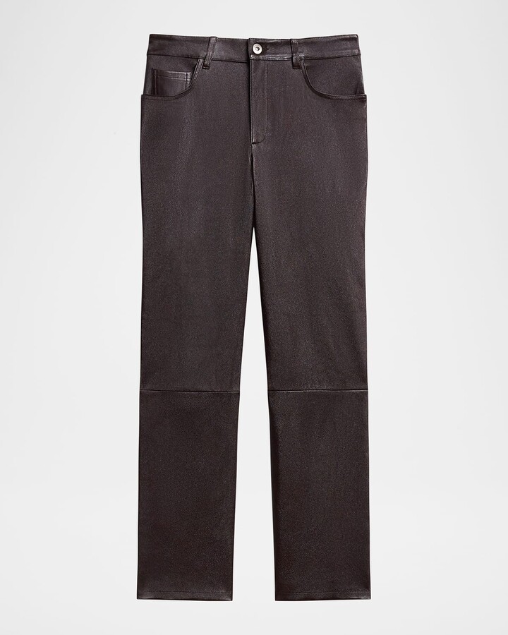Theory Mid-Rise Nappa Leather Pants