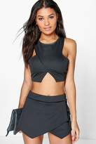 Thumbnail for your product : boohoo Wendy Wrap Front Ponte Skort