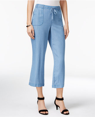 Style&Co. Style & Co Chambray Cropped Wide-Leg Pants, Only at Macy's