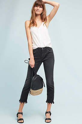 Current/Elliott The Cropped Straight Mid-Rise Pom Pom Jeans