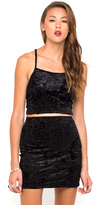 Thumbnail for your product : Motel Rocks Motel Sugar Crop Top in Stamped Velvet Black