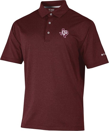 Texas A&M Aggies Columbia Sand Tee State Logo Polo Small Deep Maroon