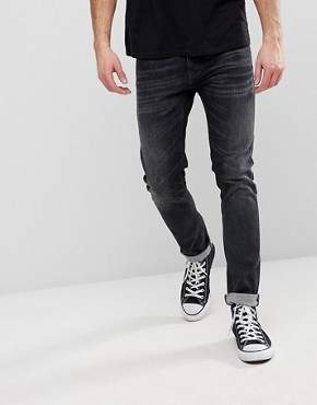 Nudie Jeans Tight Terry jeans in black streets wash Exclusive at ASOS