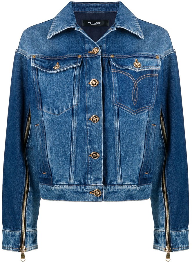 Versace Zipper Detailed Denim Jacket ShopStyle