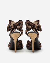 Thumbnail for your product : Dolce & Gabbana Twill sandals with leopard print and heel in wicker