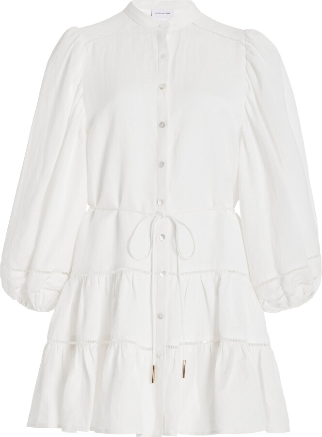 Significant Other Theodora Linen-Blend Mini Shirt Dress - ShopStyle