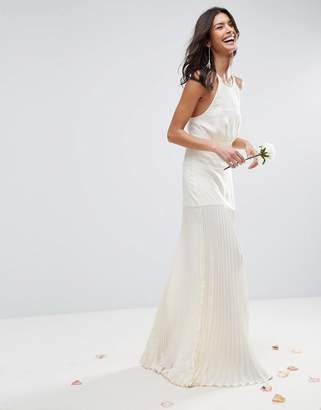ASOS DESIGN EDITION cami wedding dress with pleated skirt