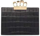 Thumbnail for your product : Alexander McQueen Black Croc Small Four Ring Clutch