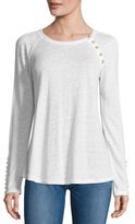 Thumbnail for your product : Derek Lam 10 Crosby Linen Button Detail Tee