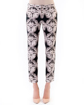 Thumbnail for your product : Mantu Printed Twill Ankle Pants, Black/White/Flora