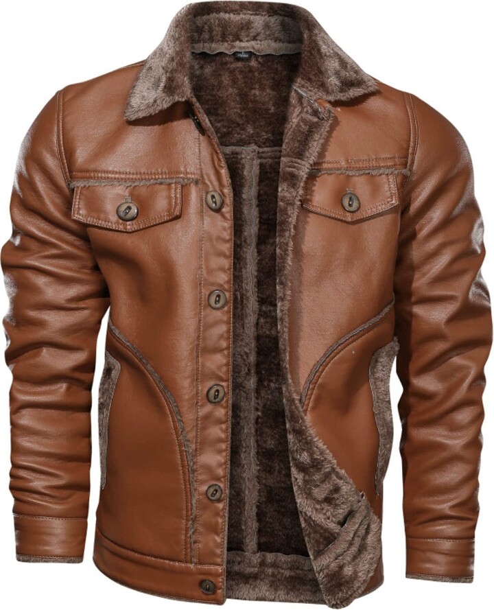 FDGH Coat Men Leather Men's Lightweight Faux Leather Jacket Motorcycle