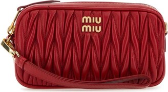 Miu Miu Light Red Matelassé Shine Leather Tote Miu Miu