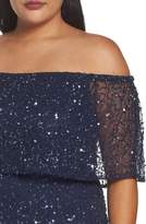 Thumbnail for your product : Pisarro Nights Beaded Off the Shoulder Long Dress