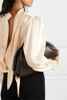 Thumbnail for your product : ENVELOPE1976 Falcon Tie-detailed Pleated Satin Blouse - Cream