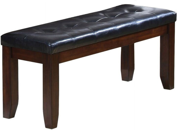 HomeRoots Furniture Rubber Wood Dining Bench, Black & Espresso