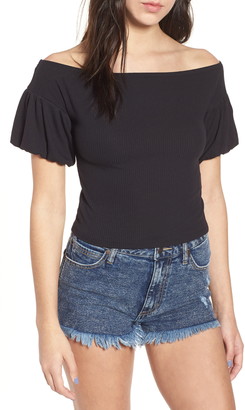 Love, Fire Rib Knit Off the Shoulder Top