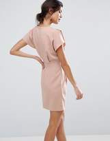 Thumbnail for your product : ASOS Belted Mini Dress with Split Cap Sleeve