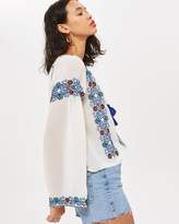 Thumbnail for your product : Topshop Embroidered Bardot Top