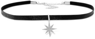 Giani Bernini Cubic Zirconia Faux Leather Star Choker Necklace in Sterling Silver, Created for Macy's
