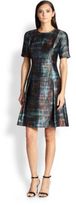 Thumbnail for your product : St. John Silk & Wool Painterly Plaid Dress