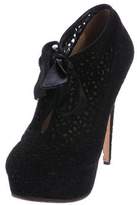 Thumbnail for your product : Charlotte Olympia Suede Laser-Cut Booties