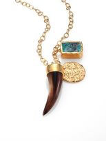 Thumbnail for your product : Nest Natural Horn & Chrysocolla Long Pendant Necklace