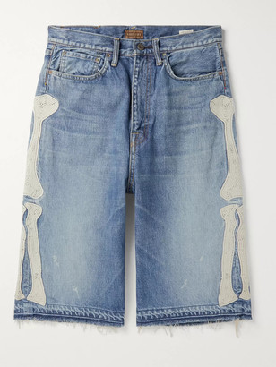 mens long jean shorts below the knee