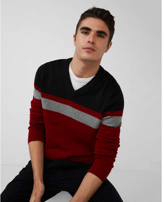 Express color block stripe v-neck sweater