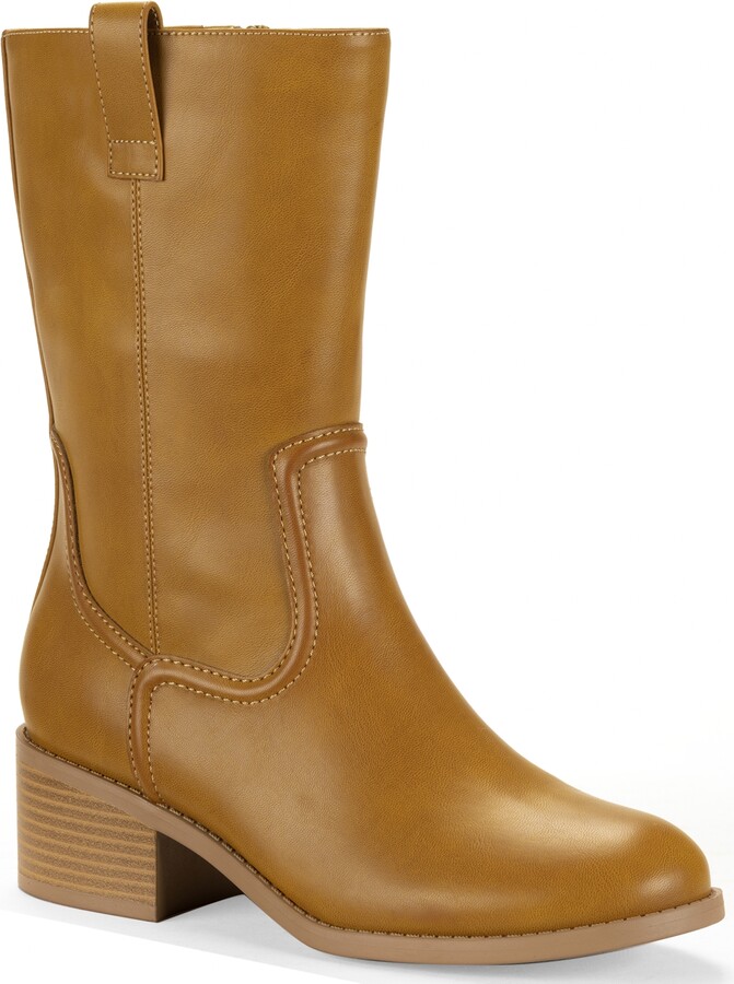 Style & Co Women's Inezz Mid Shaft Faux-Leather Boots, Macy's Exclusive